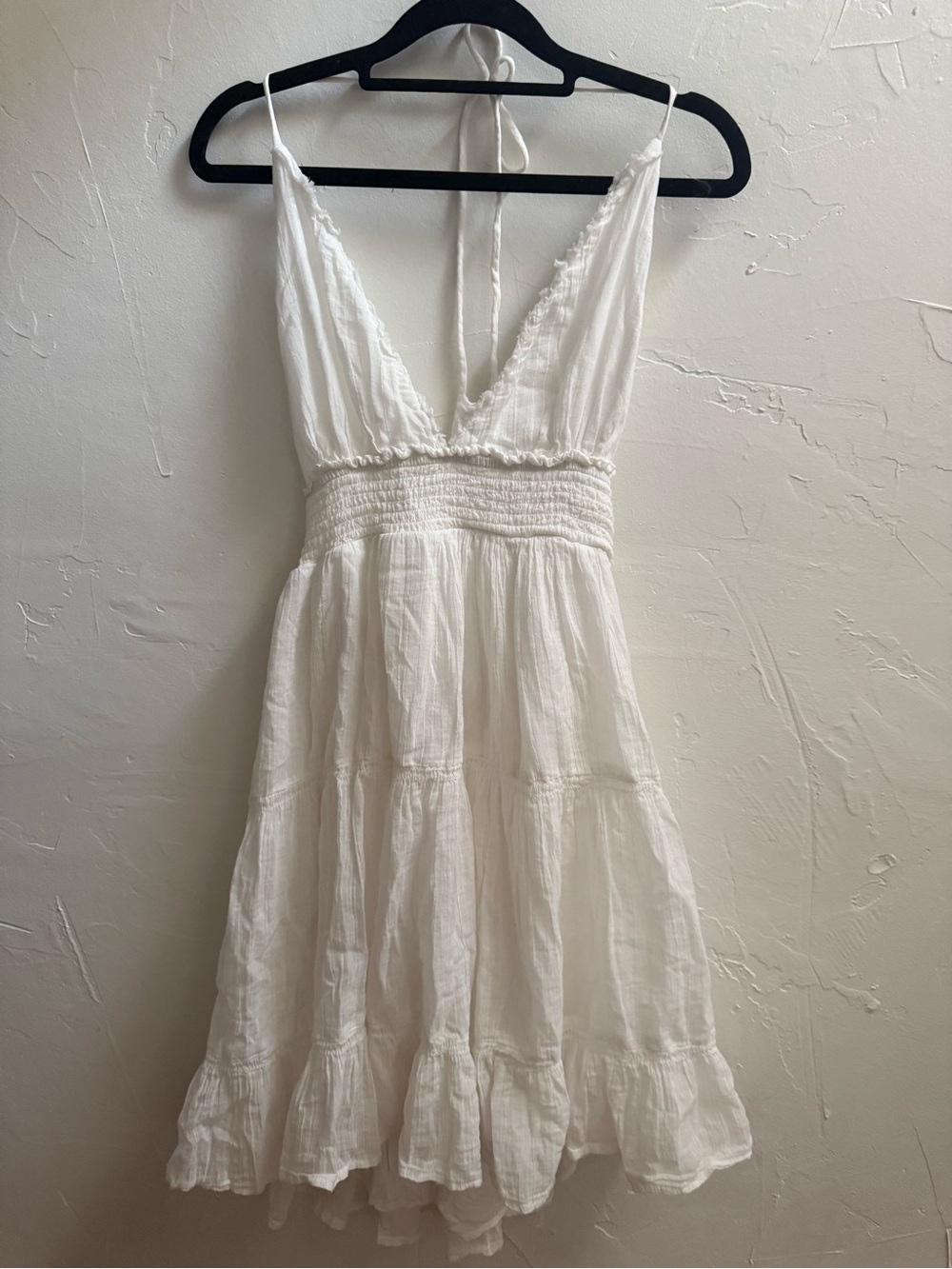 Kimchi Blue White V-Neck Tiered Mini Dress
